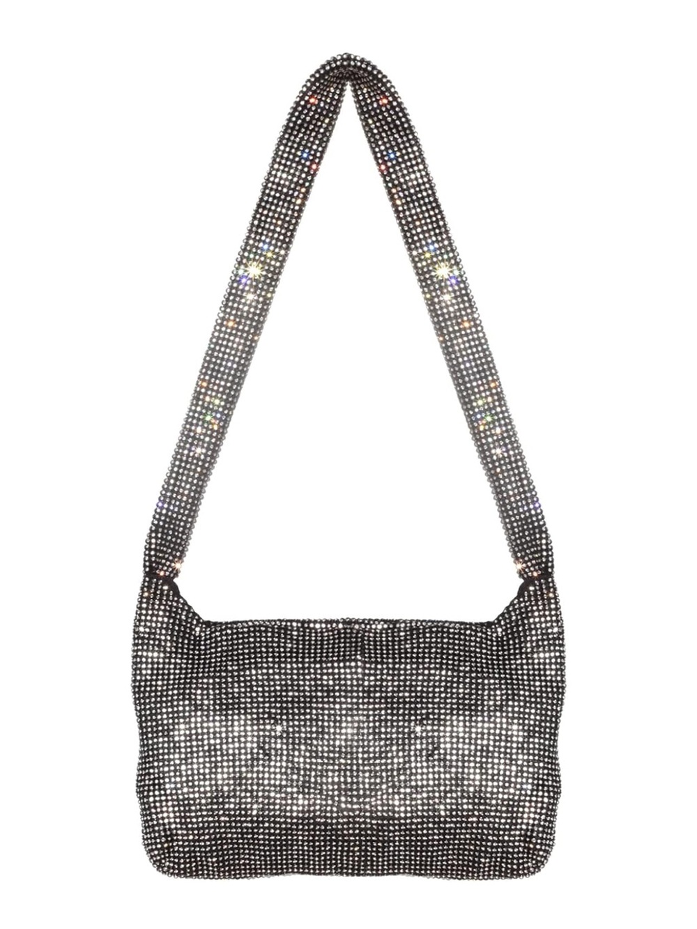 Crystal-Embellished Black Shoulder Bag